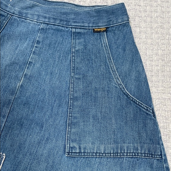 Vintage Wrangler Denim Patchwork Wrap Skirt Tie Size Small - Picture 14 of 16